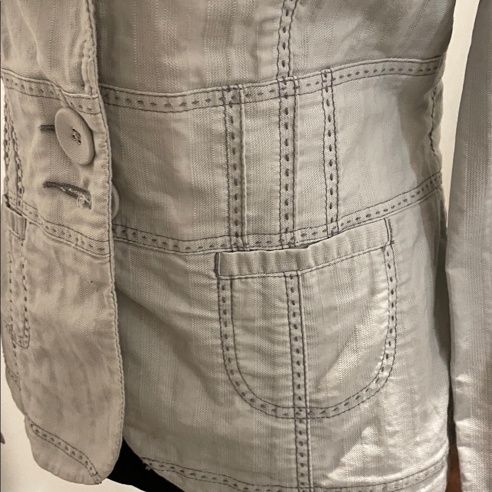 White House Black Market Fitted Blazer Jacket Size8 Light Blue-Gray Embellished - Picture 6 of 14